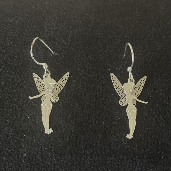 Disney Tinkerbell Silver Earrings Disneyland Merchandise - Picture 1 of 2